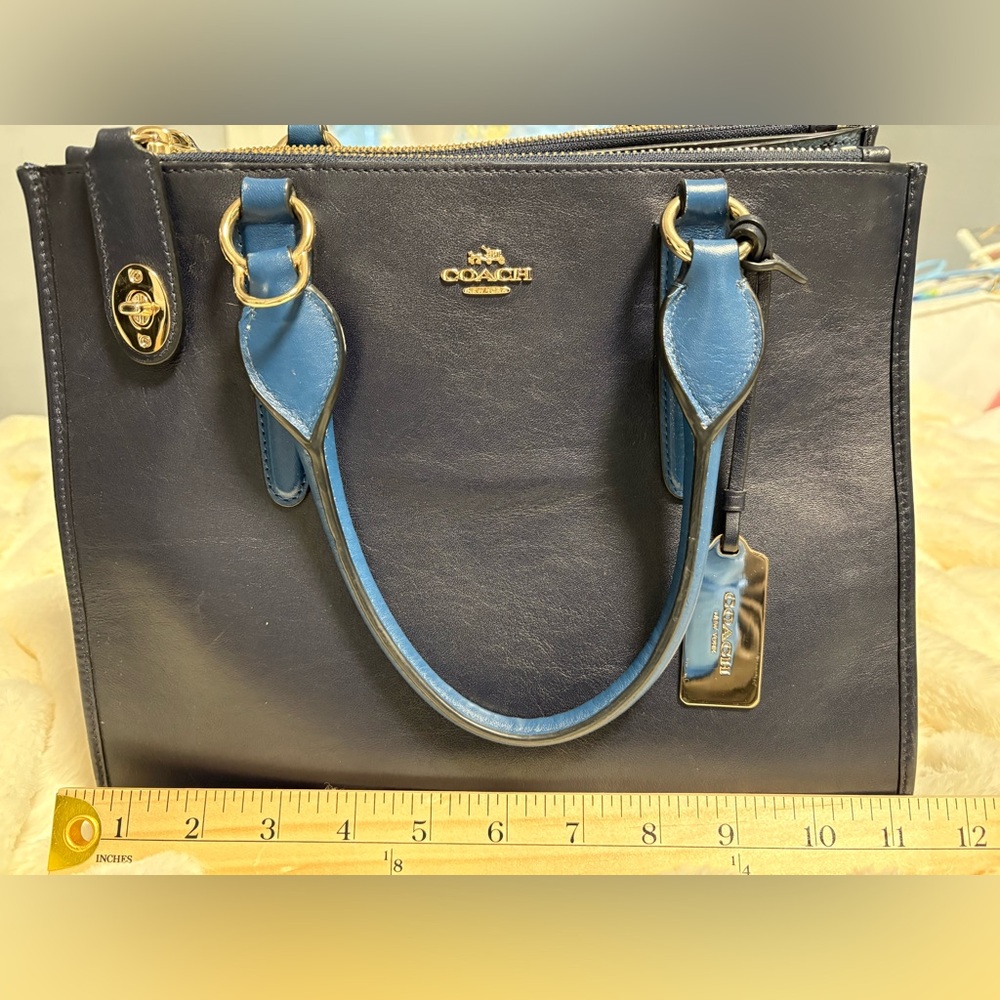 Coach Crosby Carryall Blue with Embossed Snakeskin, Retired - Picture 6 of 17